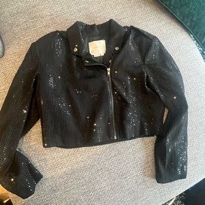 Anthropologie Black Sequin Jacket